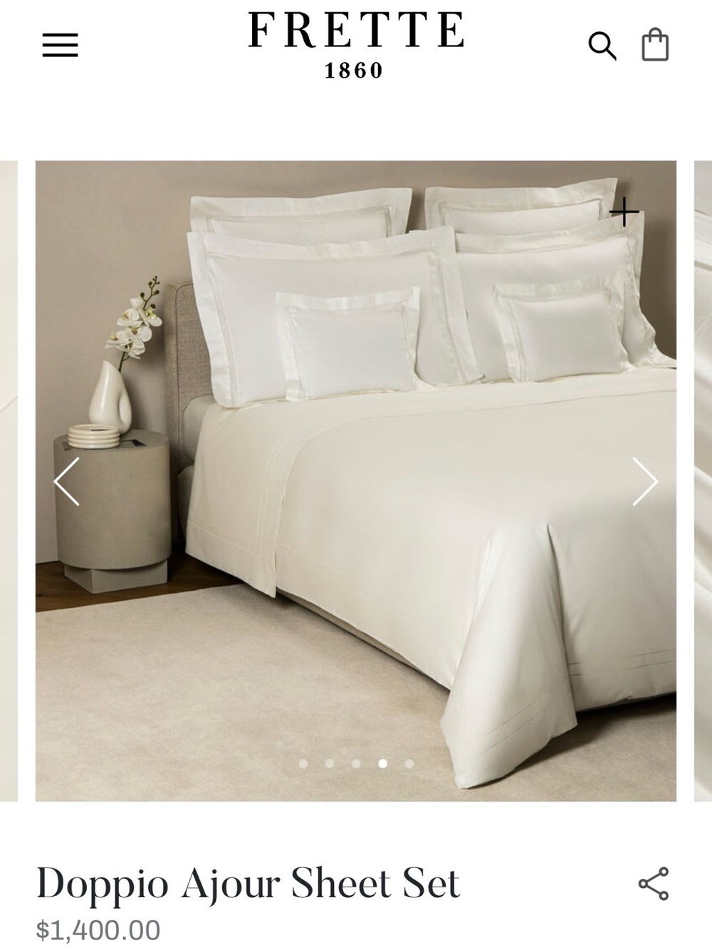 Frette Doppio Ajour Sheet 4 piece Set in Cream